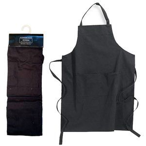 😍NWT 1 PC UNISEX BLACK STURDY TWILL APRON ALL PURPOSE KITCHEN BBQ WORK PAINT😍